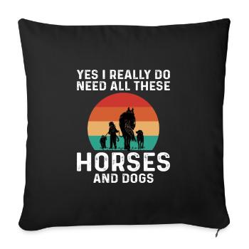 Funny All These Dog And Horses - Sofakissenbezug 45 x 45 cm - Schwarz - Vorne