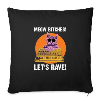 Techon Party Festival Rave EDM Cat - Sofa pillowcase 17,3'' x 17,3'' (45 x 45 cm) - black - Front