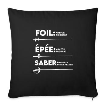 Fencing Foil Epee Saber - Sofakissenbezug 45 x 45 cm - Schwarz - Vorne