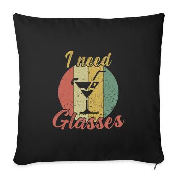 J’ai besoin de verres / cocktails - Housse de coussin décorative 45 x 45 cm - noir - Devant