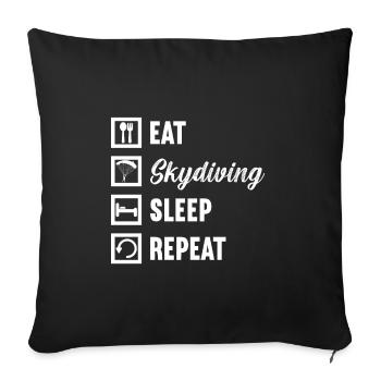 Manger parachutisme Sommeil Répéter / Fallschirmspringen - Housse de coussin décorative 45 x 45 cm - noir - Devant