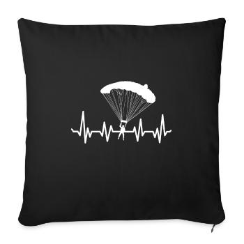 Parachutisme Heartbeat / Fallschirmspringen - Housse de coussin décorative 45 x 45 cm - noir - Devant