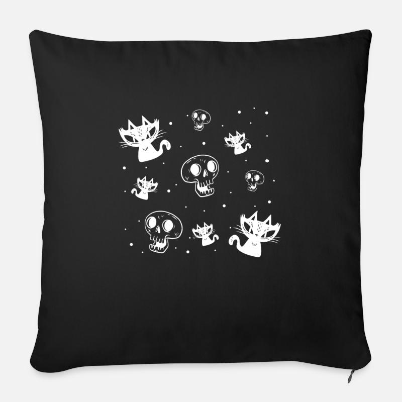 Halloween Cats And Skulls - Sofakissenbezug 45 x 45 cm - Schwarz