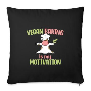 Vegan Baking is my Motivation - Sofakissenbezug 45 x 45 cm - Schwarz - Vorne