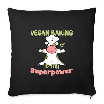 Vegan Baking is my Superpower - Sofakissenbezug 45 x 45 cm - Schwarz - Vorne
