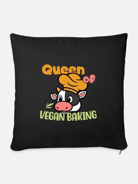 Queen of Vegan Baking - Sofakissenbezug 45 x 45 cm - Schwarz