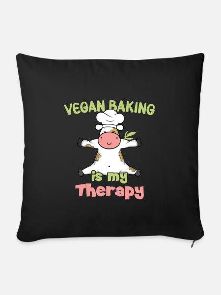Vegan Baking is my Therapy - Sofakissenbezug 45 x 45 cm - Schwarz