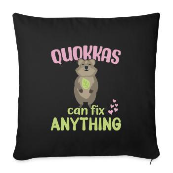 Quokkas peut tout réparer - Sourire Quokka - Housse de coussin décorative 45 x 45 cm - noir - Devant