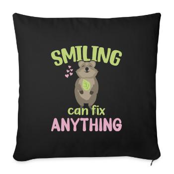 Sourire peut tout réparer - Grinning Quokka - Housse de coussin décorative 45 x 45 cm - noir - Devant