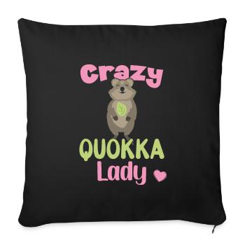 Crazy Quokka Lady / Grinsendes Quokka - Housse de coussin décorative 45 x 45 cm - noir - Devant