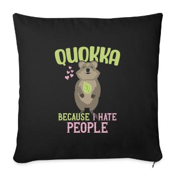 Quokka - Parce que je déteste les gens / Sourire Quokka - Housse de coussin décorative 45 x 45 cm - noir - Devant