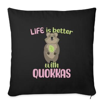 La vie est meilleure avec Quokkas - Grinning Quokka - Housse de coussin décorative 45 x 45 cm - noir - Devant