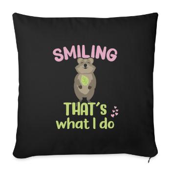 Souriant - C’est ce que je fais / Sourire Quokka - Housse de coussin décorative 45 x 45 cm - noir - Devant