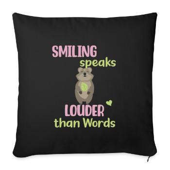 Le sourire est plus éloquent que les mots - Süßes Quokka - Housse de coussin décorative 45 x 45 cm - noir - Devant