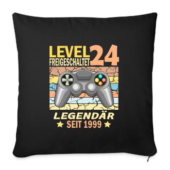 24. Geburtstag Gamer zocken Geburtstjahr 1999 - Sofakissenbezug 45 x 45 cm - Schwarz - Vorne