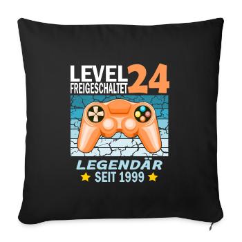 24. Geburtstag Gamer zocken Geburtstjahr 1999 - Sofakissenbezug 45 x 45 cm - Schwarz - Vorne