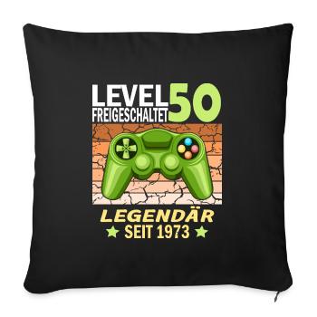 50. Geburtstag Gamer zocken Geburtstjahr 1973 - Sofakissenbezug 45 x 45 cm - Schwarz - Vorne