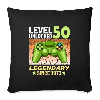 50. Geburtstag Gamer zocken Geburtstjahr 1973 - Sofakissenbezug 45 x 45 cm - Schwarz - Vorne