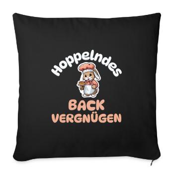 Hoppelndes Backvergnügen - Kaninchen backen - Sofakissenbezug 45 x 45 cm - Schwarz - Vorne