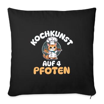Kochkunst auf 4 Pfoten - Katze kochen - Sofakissenbezug 45 x 45 cm - Schwarz - Vorne