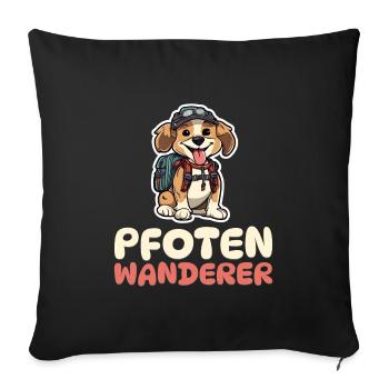 Pfotenwanderer - Wandern - Hunde - Sofakissenbezug 45 x 45 cm - Schwarz - Vorne