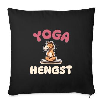 Yoga Hengst - Pferde Yoga - Sofakissenbezug 45 x 45 cm - Schwarz - Vorne