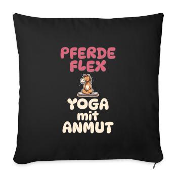 Pferde Flex - Yoga mit Anmut - Pferde Yoga - Sofakissenbezug 45 x 45 cm - Schwarz - Vorne