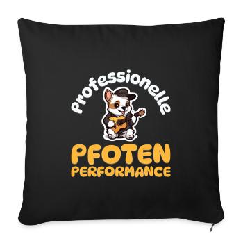 Professionelle Pfoten Performance - Hunde Gitarre - Sofakissenbezug 45 x 45 cm - Schwarz - Vorne