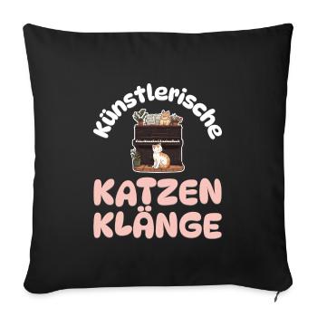 Künstlerische Katzen Klänge - Katzen Klavier - Sofakissenbezug 45 x 45 cm - Schwarz - Vorne