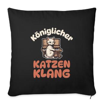 Königlicher Katzenklang - Katze Klavier - Sofakissenbezug 45 x 45 cm - Schwarz - Vorne