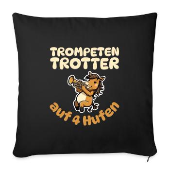 Trompetentrotter auf 4 Hufen - Pferd Trompete - Sofakissenbezug 45 x 45 cm - Schwarz - Vorne