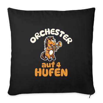 Orchester auf 4 Hufen - Pferd Trompete - Sofakissenbezug 45 x 45 cm - Schwarz - Vorne