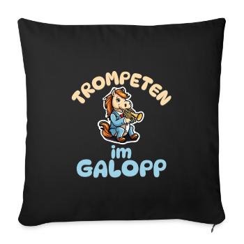 Trompeten im Galopp - Trompete Pferde - Sofakissenbezug 45 x 45 cm - Schwarz - Vorne