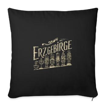 Erzgebirge Tradition Figurine en bois Figurine Motif - Housse de coussin décorative 45 x 45 cm - noir - Devant
