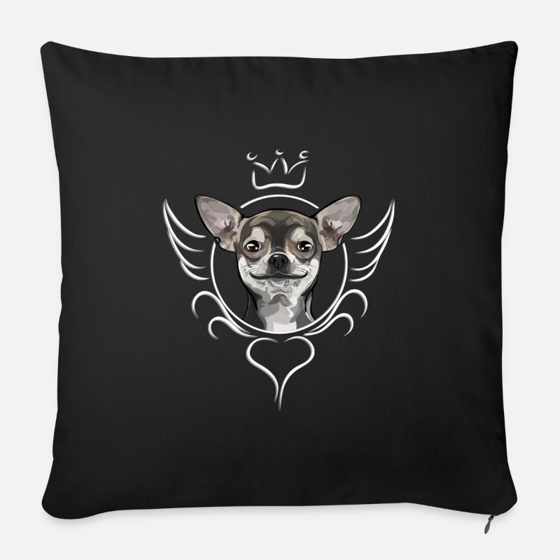 Lustiger CHIHUAHUA mit Krone Wilsigns - Sofakissenbezug 45 x 45 cm - Schwarz