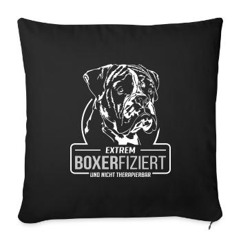 BOXERFIZIERT Boxer Hunde Spruch Hund Wilsigns - Sofakissenbezug 45 x 45 cm - Schwarz - Vorne