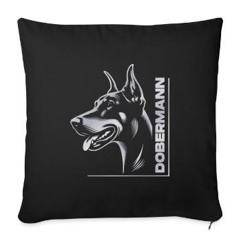 Doberman Pinscher, Dog Head, Silver Drawing - Sofa pillowcase 17,3'' x 17,3'' (45 x 45 cm) - black - Front