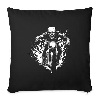 Biker Skull Cadeau Moto - Housse de coussin décorative 45 x 45 cm - noir - Devant