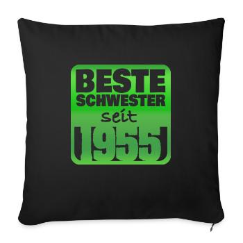 1955 - Housse de coussin décorative 45 x 45 cm - noir - Devant