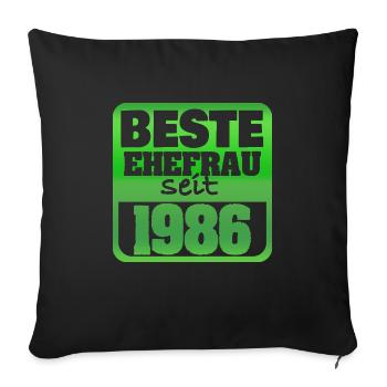 Épouse 1986 - Housse de coussin décorative 45 x 45 cm - noir - Devant