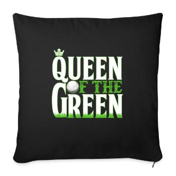 Golf drôle reine du golf vert - Housse de coussin décorative 45 x 45 cm - noir - Devant