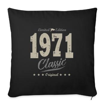 birthday 52 years 1971 year of birth - Sofa pillowcase 17,3'' x 17,3'' (45 x 45 cm) - black - Front