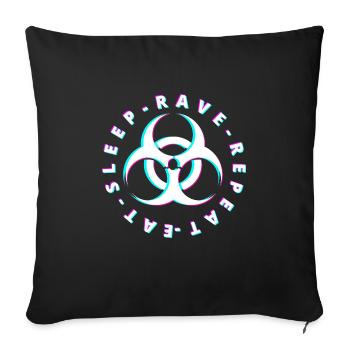 Raver / Rave / Gabber / Speedcore Raver Uptempo - Sofakissenbezug 45 x 45 cm - Schwarz - Vorne