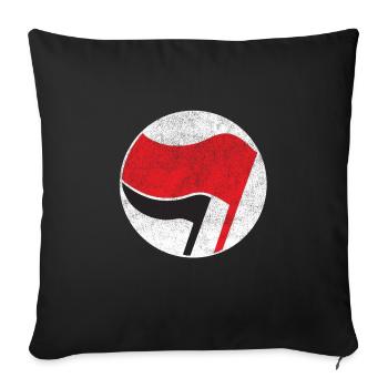 drapeau antifasciste des antifa - Housse de coussin décorative 45 x 45 cm - noir - Devant