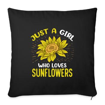 Just A Girl Who Loves Sunflowers Funny Florist - Sofakissenbezug 45 x 45 cm - Schwarz - Vorne