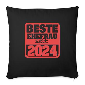 Mariage 2024 - Housse de coussin décorative 45 x 45 cm - noir - Devant