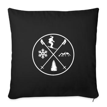 Skiing T-Shirt & Gift Idea Girl And Woman - Sofa pillowcase 17,3'' x 17,3'' (45 x 45 cm) - black - Front