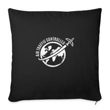 Contrôleur aérien T-shirt & cadeau - Housse de coussin décorative 45 x 45 cm - noir - Devant