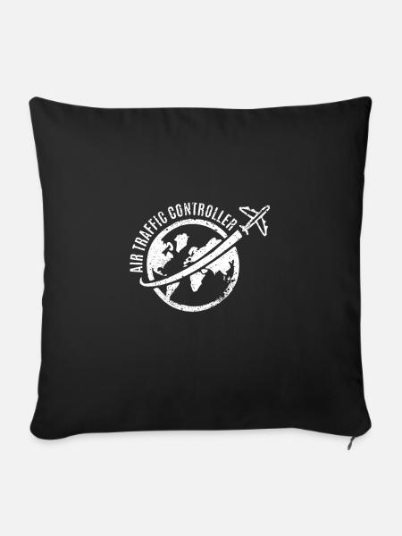 Fluglotse T-Shirt & Geschenk - Sofakissenbezug 45 x 45 cm - Schwarz