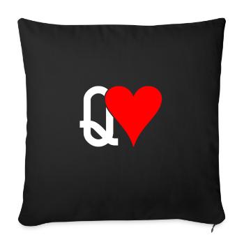 Reine de cœur jeu de cartes Idée de cadeau - Housse de coussin décorative 45 x 45 cm - noir - Devant
